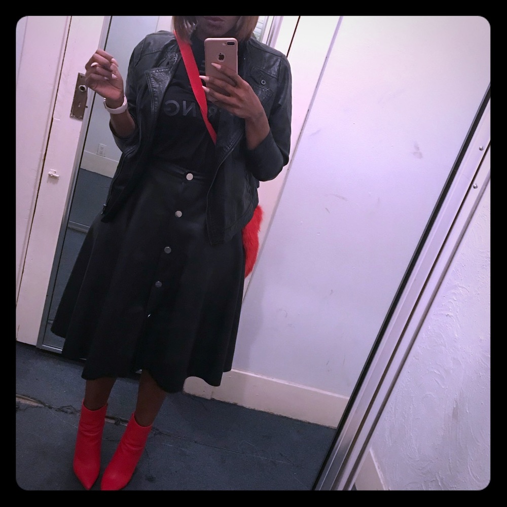 Zara Faux Leather A-Line Skirt